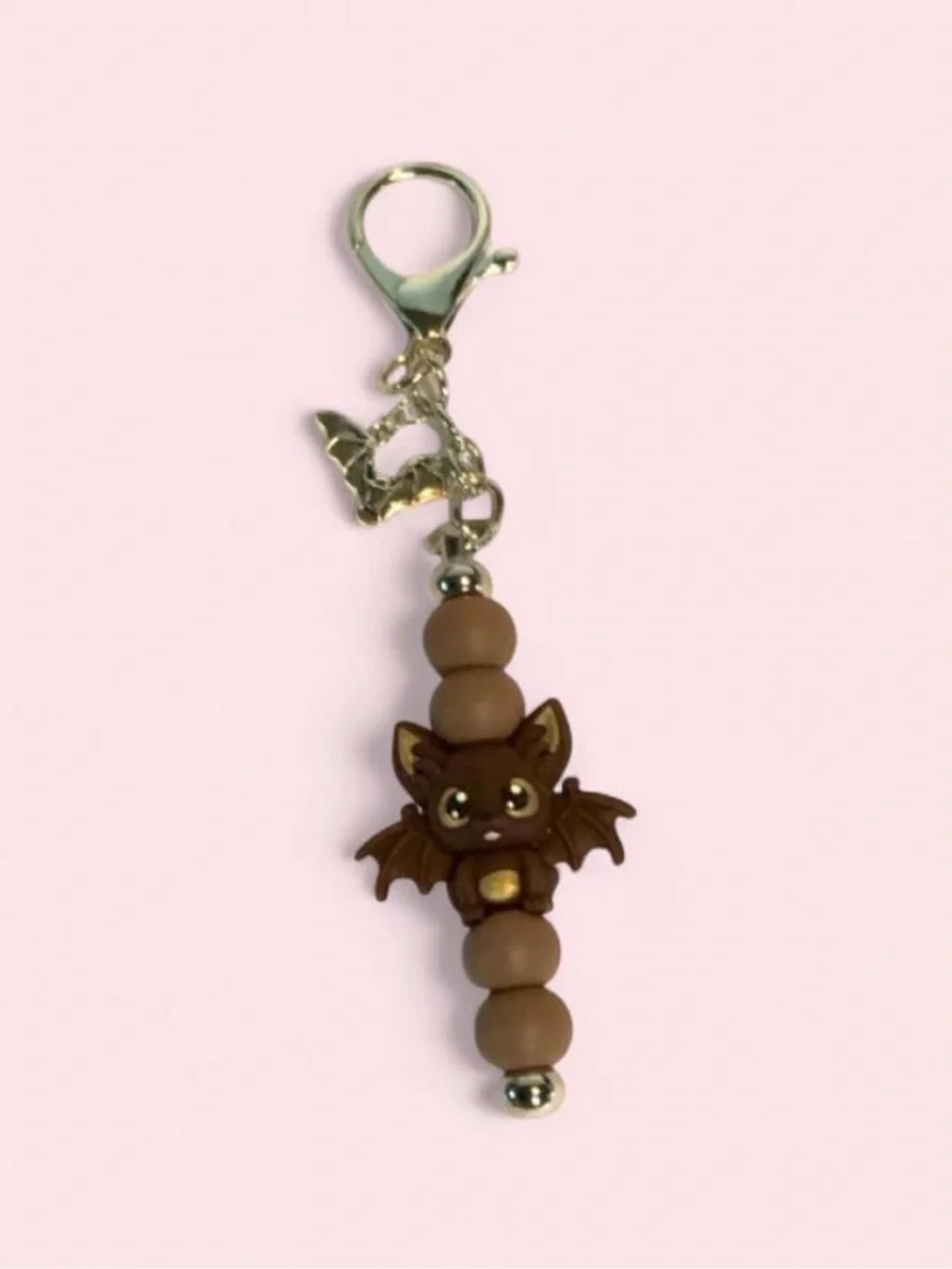NEW📚 Handcrafted Beaded Bag Charm w/ Bats OS